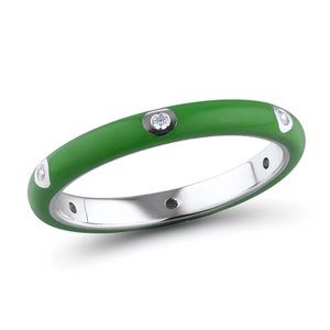 Brightly colored stacking enamel rings - green